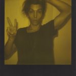 Polaroid model peace symbol long hair